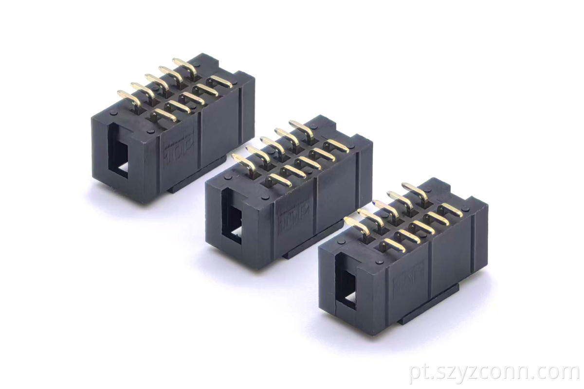 2.54mm Pitch Box Header Connector SMT H10.32mm Add Error-proof Cover 10P